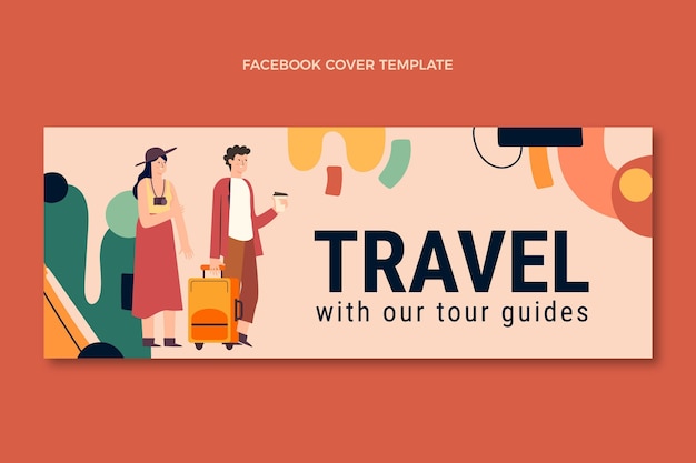 Flat design illustrated travel facebook cover