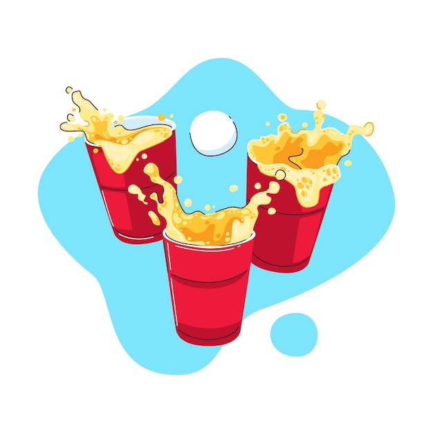 Flat design illustration of  beer pong  glasses