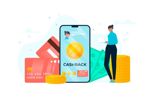 Flat design illustration of cashback concept