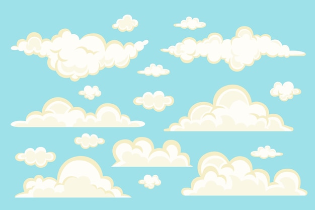 Flat design illustration of cloud collection