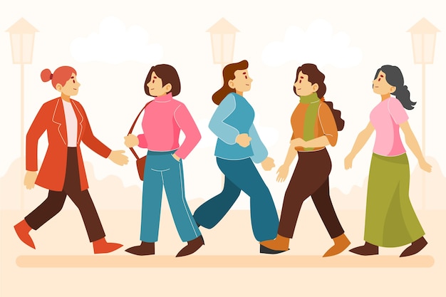 Free Vector flat design illustration crowd of people