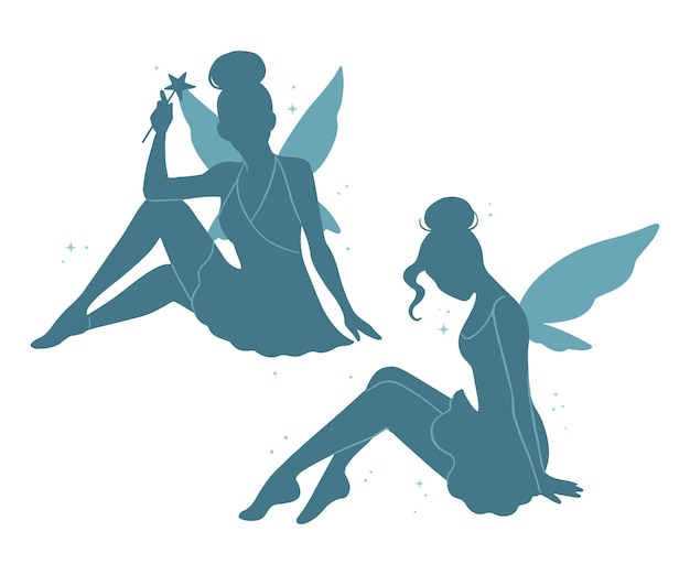 Free vector flat design illustration of fairy silhouette