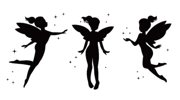 Free Vector flat design illustration of fairy silhouette