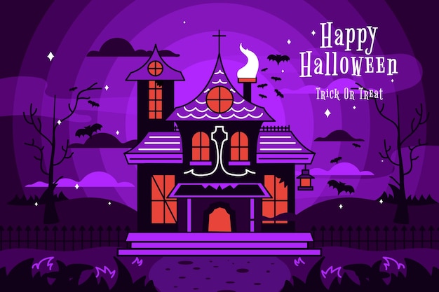 Flat design illustration halloween house