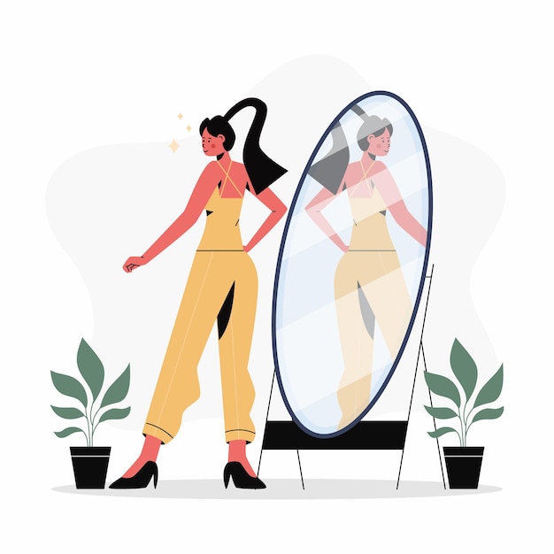 Flat design illustration high self esteem