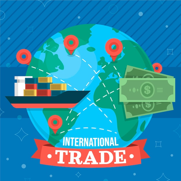 Flat design illustration international trade