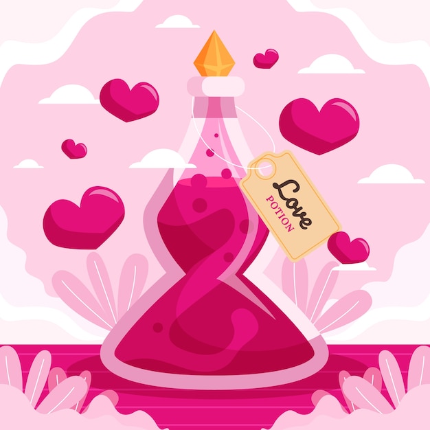 Free Vector flat design illustration love potion bottle