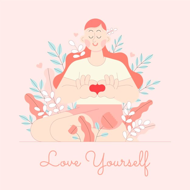 Flat design illustration of self love