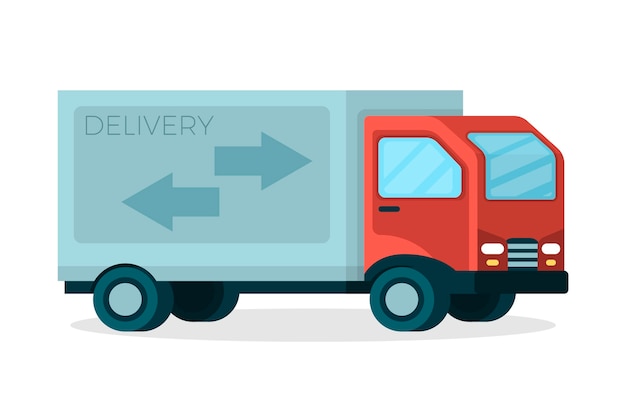 Flat design illustration transport truck