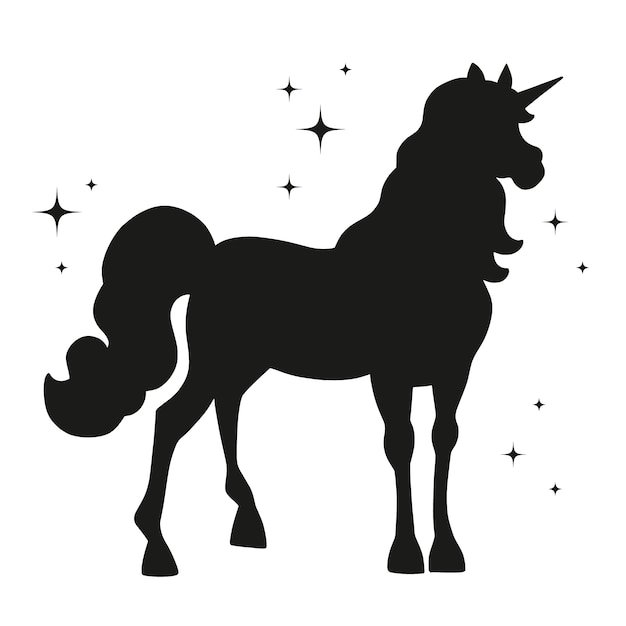 Flat design illustration of unicorn silhouette