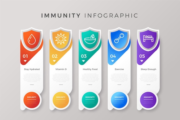 Flat design of immunity infographic design