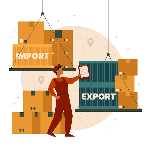 Flat design import and export graphics