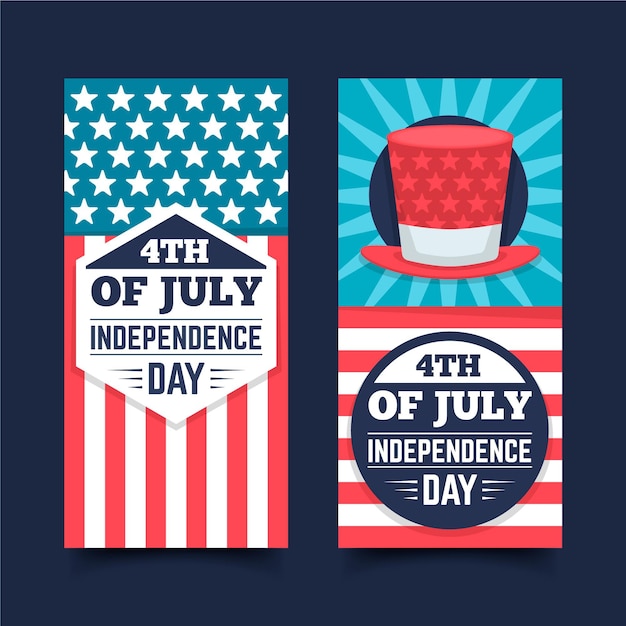 Free Vector flat design independence day banners set