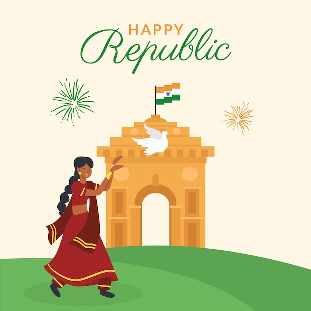 Free Vector flat design indian republic day concept