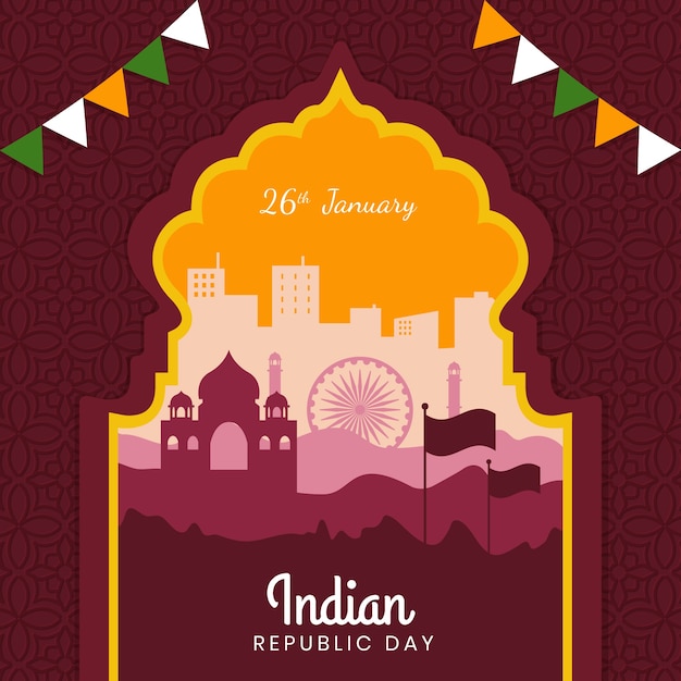 Free Vector flat design indian republic day concept