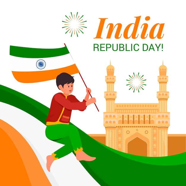 Flat design indian republic day concept