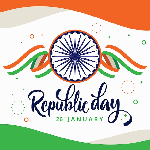 Flat design indian republic day lettering