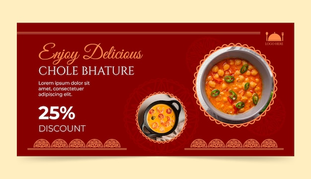 Free Vector flat design indian restaurant sale banner