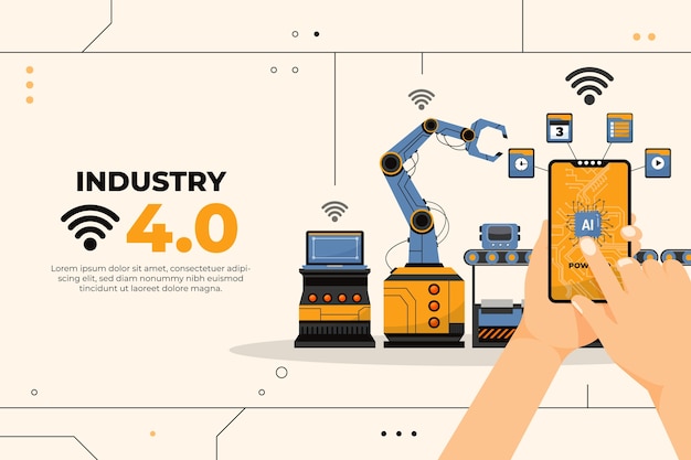 Flat design industry 4.0 background