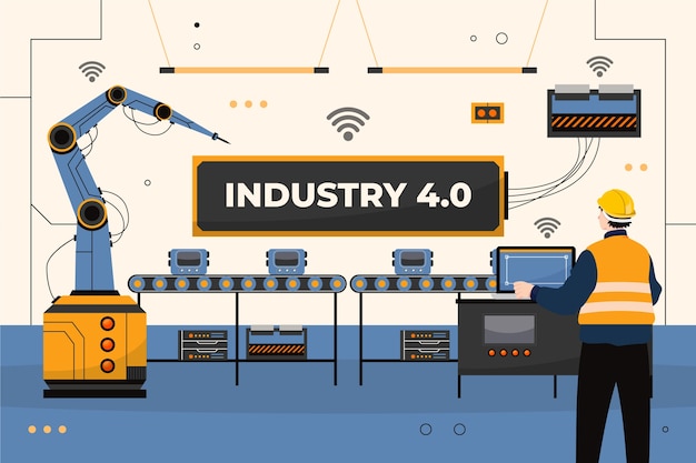 Flat design industry 4.0 background