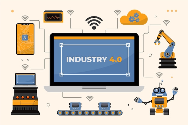 Flat design industry 4.0 background