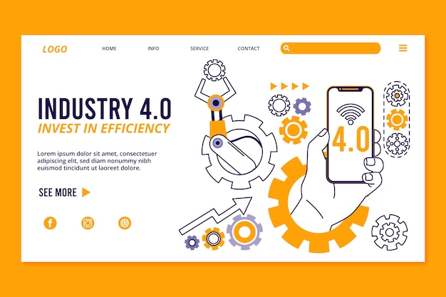 Free Vector flat design industry 4.0 landing page