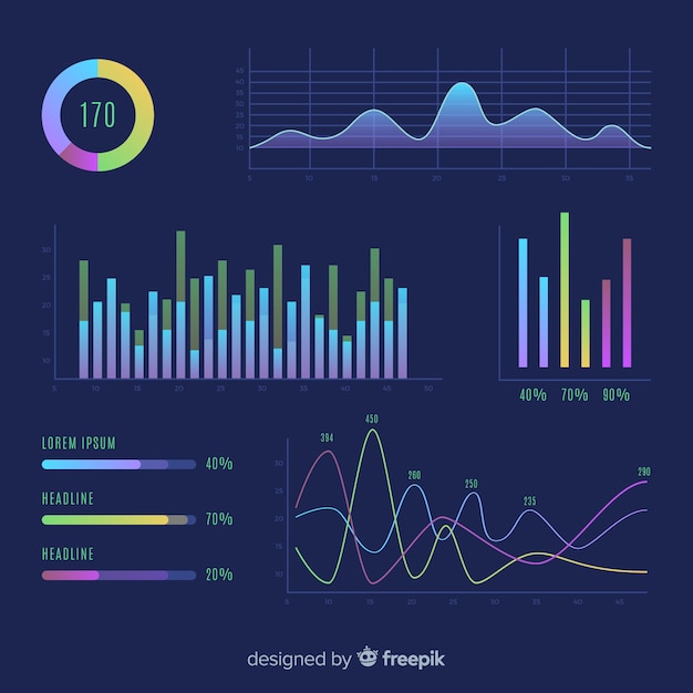 Free Vector flat design infographic collection of charts