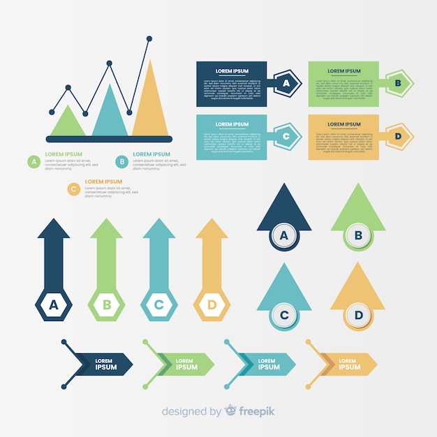 Flat design infographic elements pack