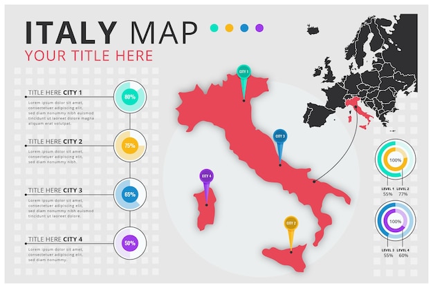 Free Vector flat design infographic map of italy and europe