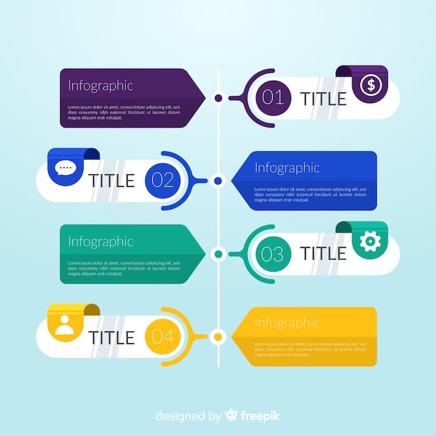 Flat design infographic steps