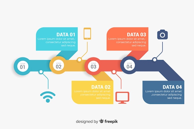 Flat design infographic steps