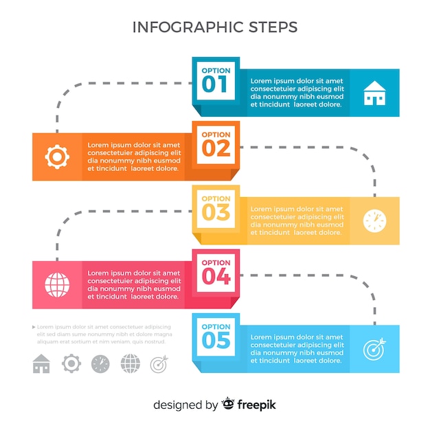 Flat design infographic steps