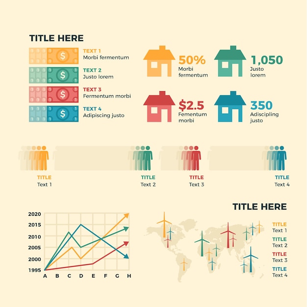 Flat design infographic with retro colors