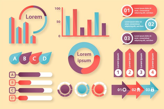 Flat design infographic with retro colors