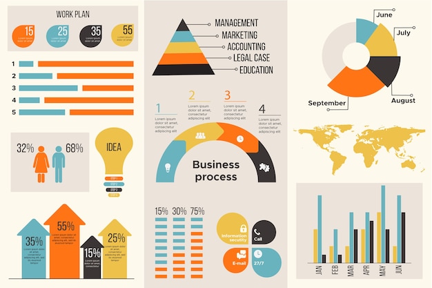 Flat design infographic with retro colors