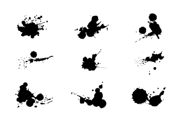 Flat design ink splash element set