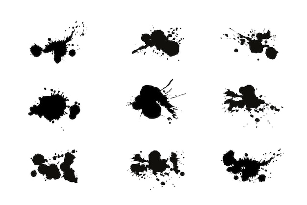 Flat design ink splash element set