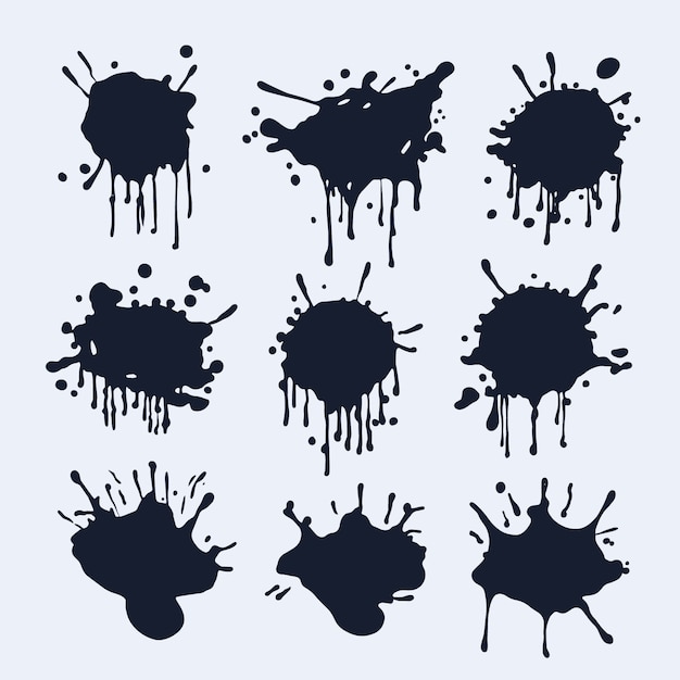 Free Vector flat design ink splash elements