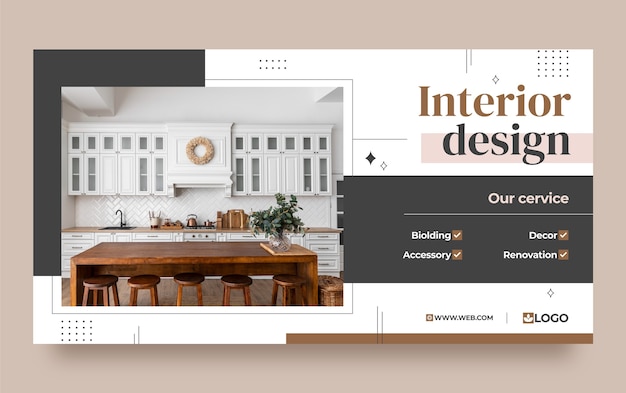 Free Vector flat design interior design facebook template