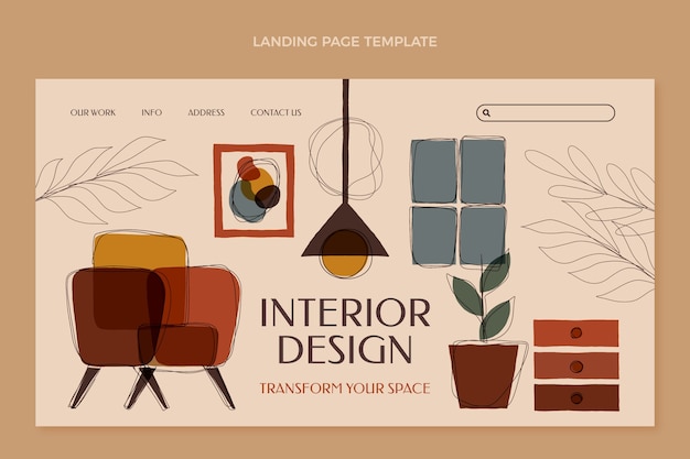 Flat design interior design landing page template