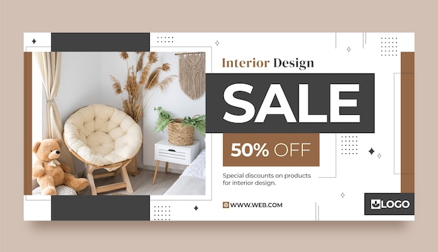 Free Vector flat design interior design sale banner