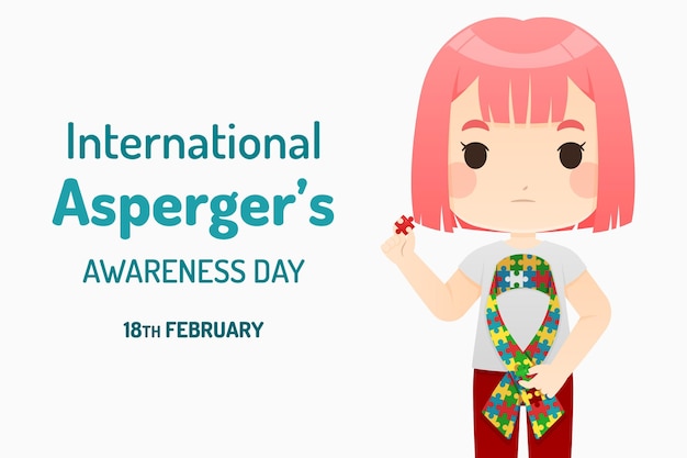 Free vector flat design international asperger’s awareness day with girl