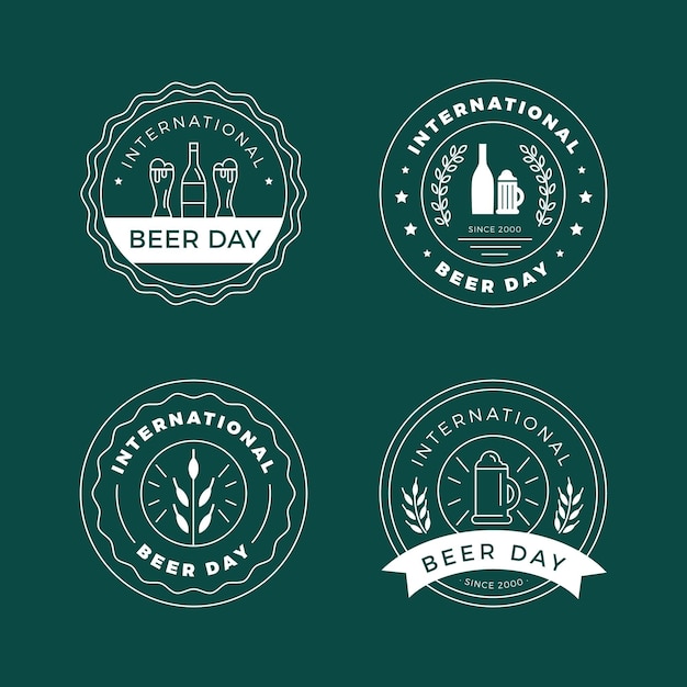 Flat design international beer day badges