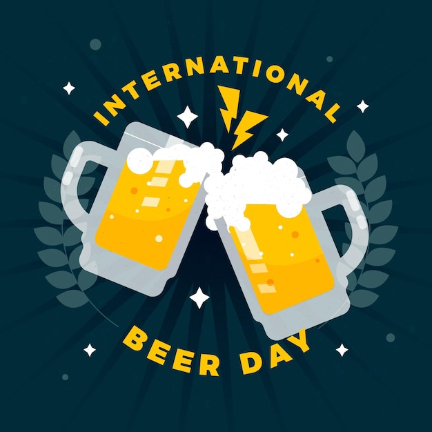 Flat design international beer day concept