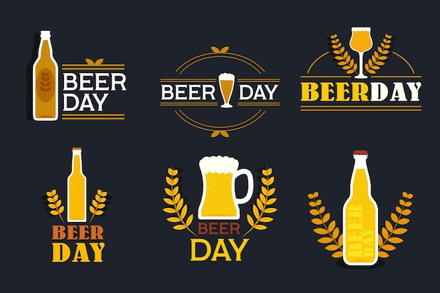 Flat design international beer day labels