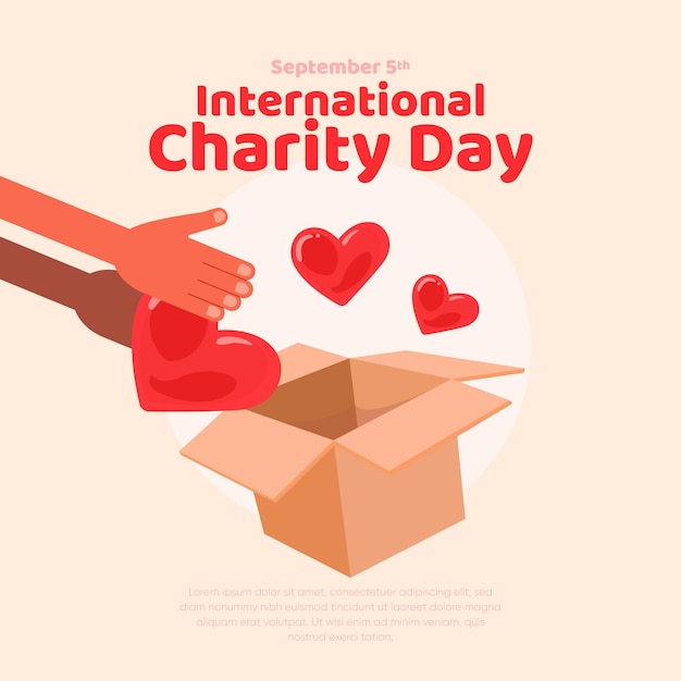 Flat design international day of charity concept