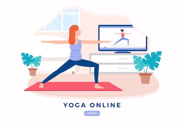 Flat design international day of online yoga