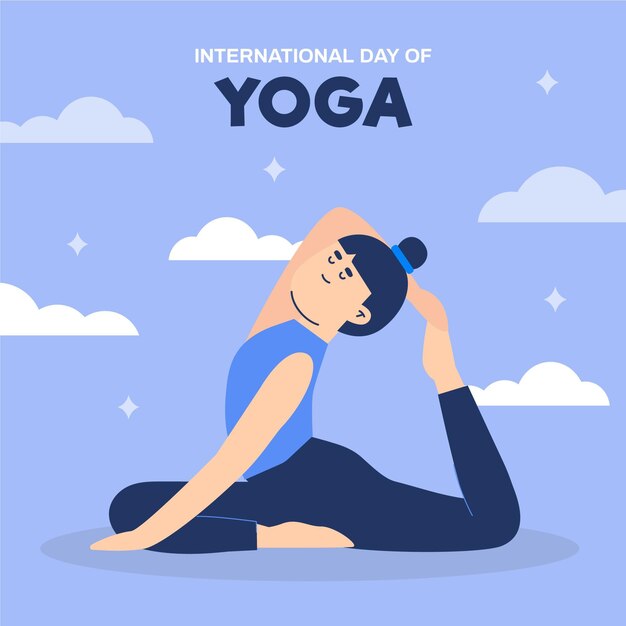 Flat design international day of yoga illustration