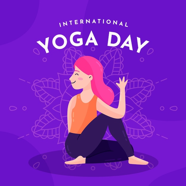 Flat design international day of yoga