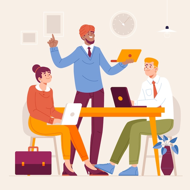 Flat design international employees illustration